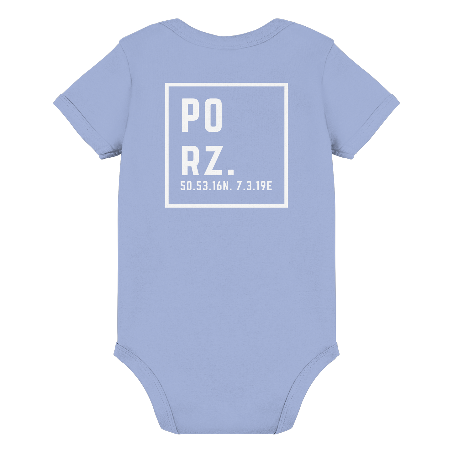 Porz Koordinaten (großer Druck Rücken) - Organic Baby Bodysuit