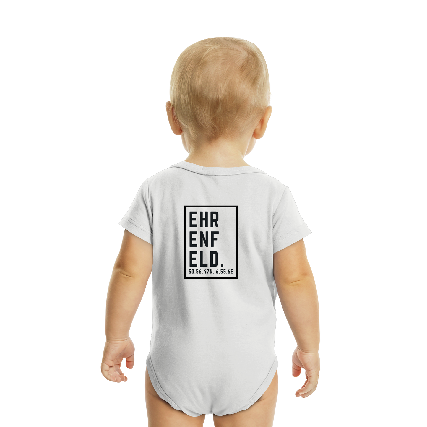 Ehrenfeld Koordinaten (großer Druck auf dem Rücken) - Organic Baby Bodysuit