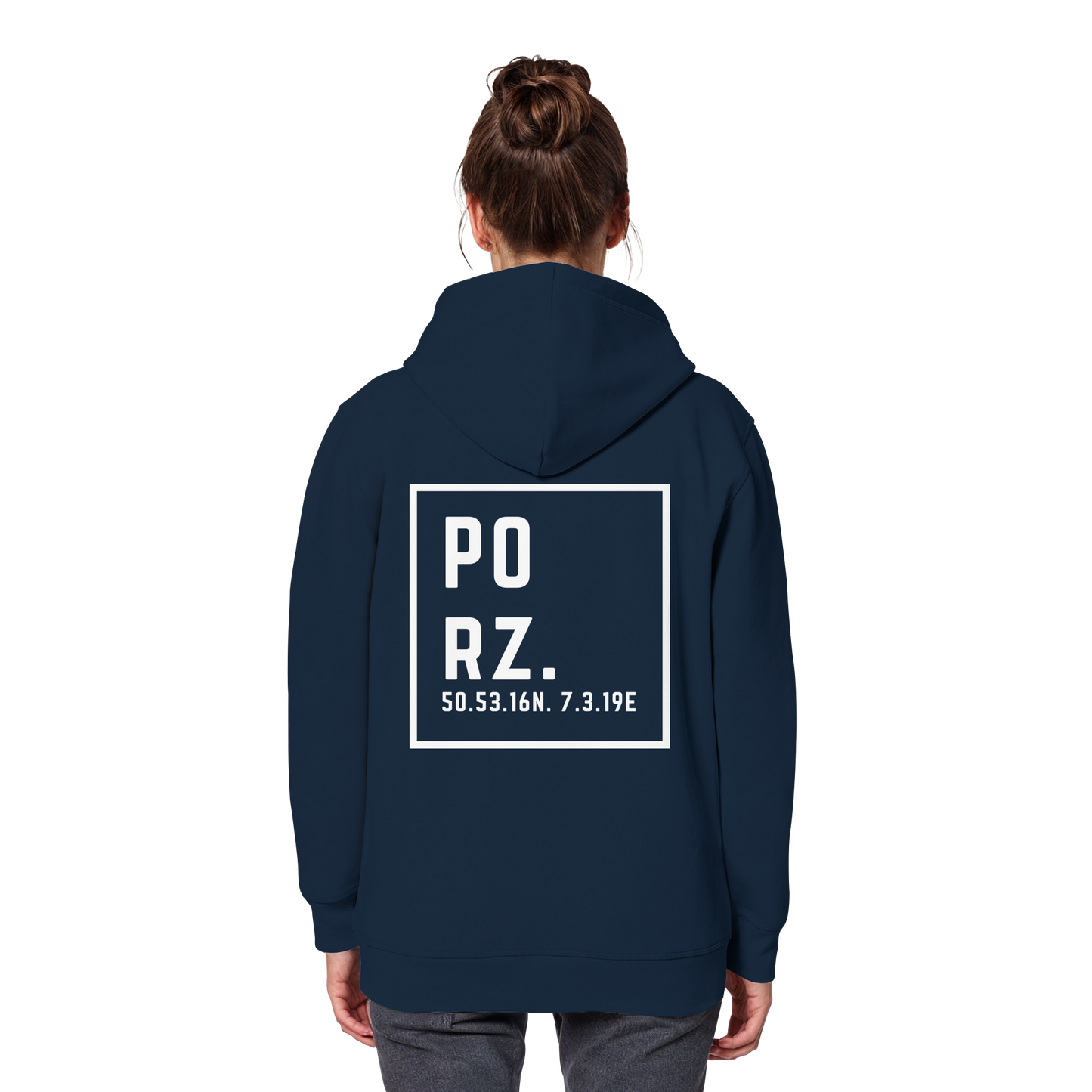 Porz Koordinaten (großer Druck Rücken)  Organic Basic Hoodie
