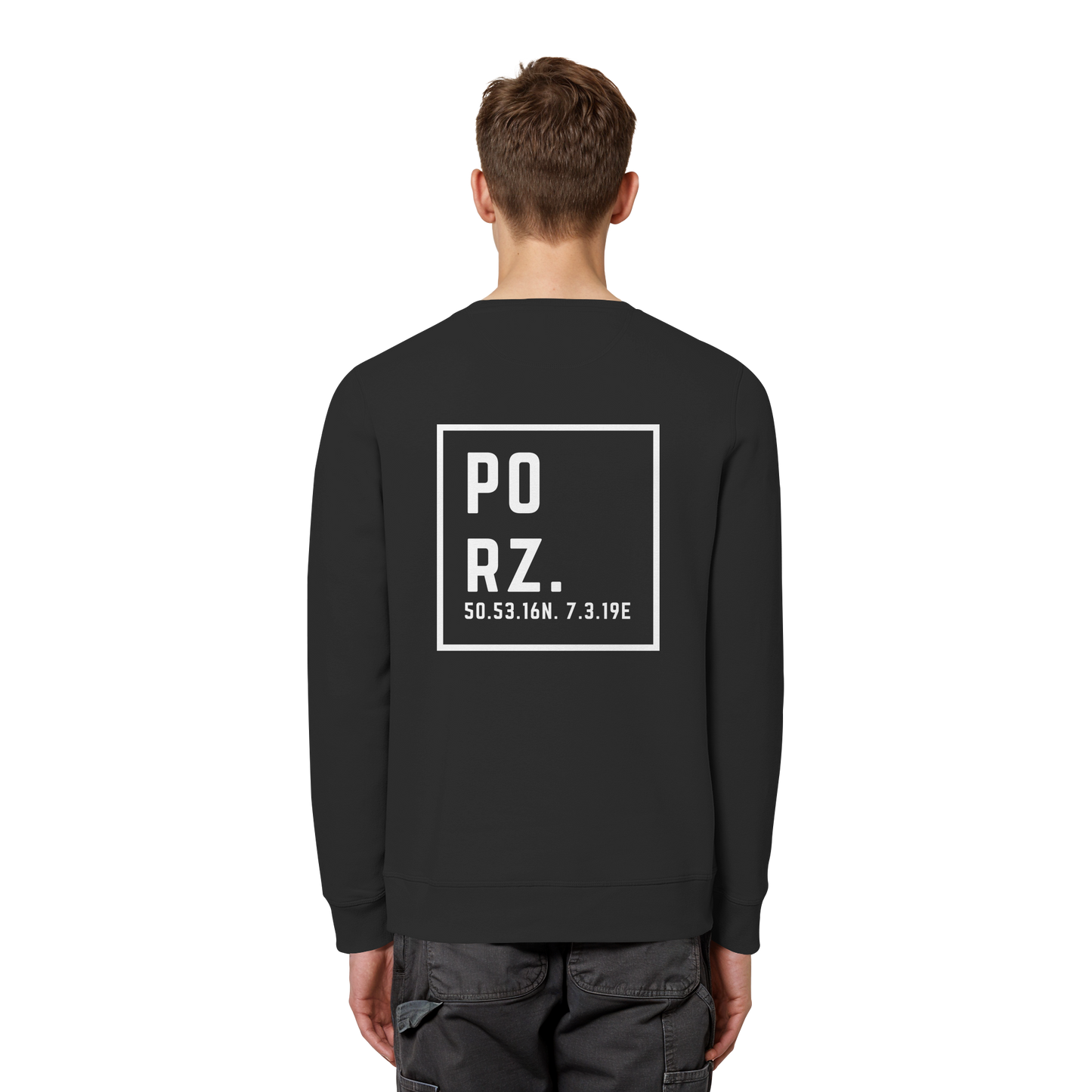 Porz Koordinaten (großer Druck Rücken) - Organic Basic Unisex Sweatshirt