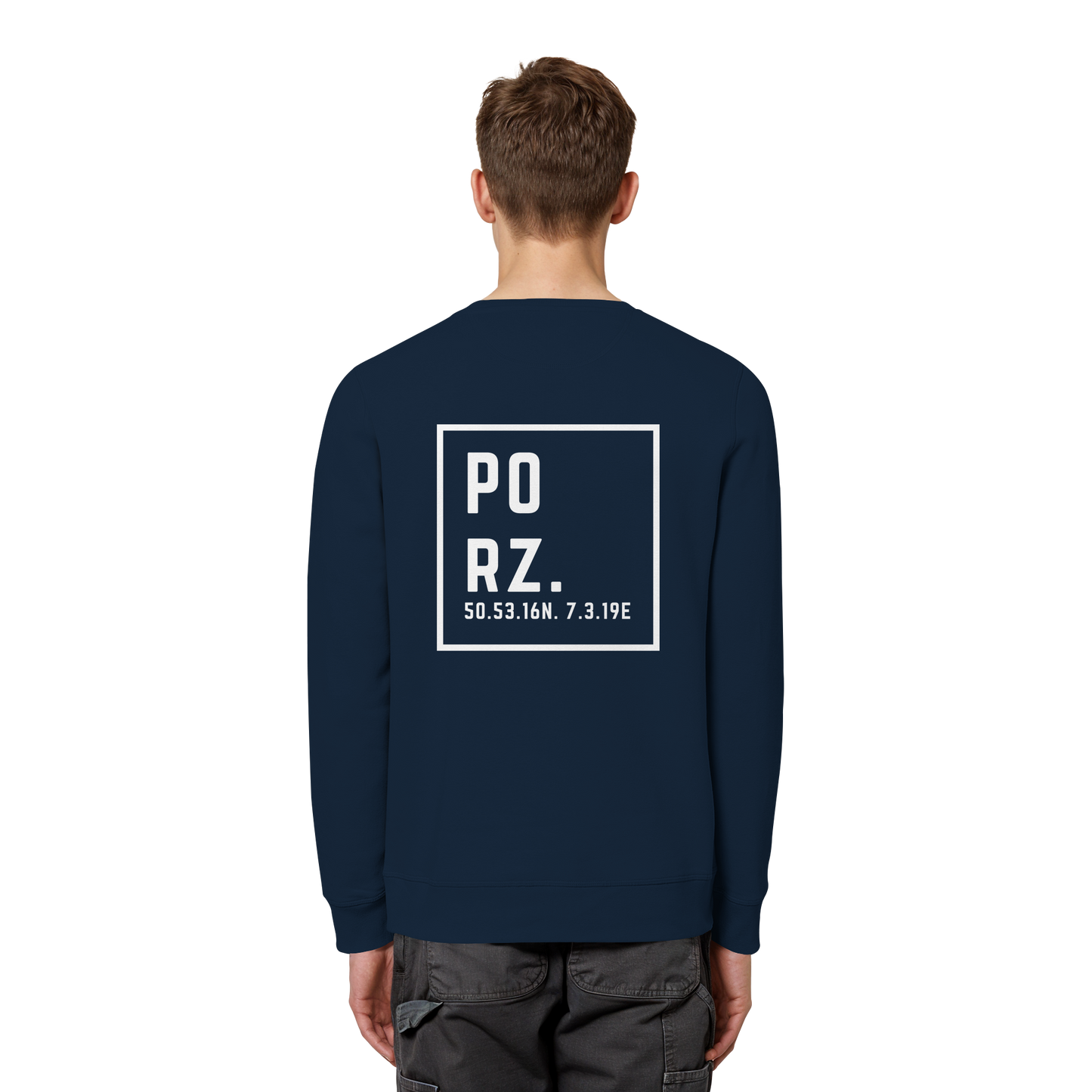 Porz Koordinaten (großer Druck Rücken) - Organic Basic Unisex Sweatshirt