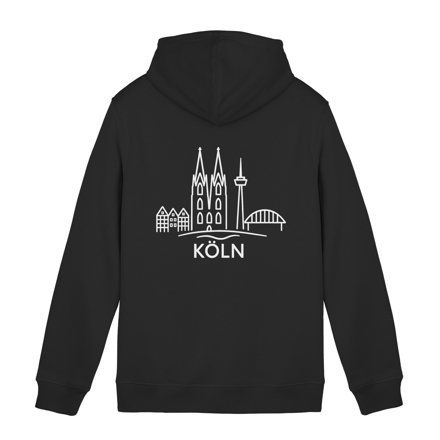 Köln Skyline (großer Druck auf dem Rücken) - Organic Hoodie B&C