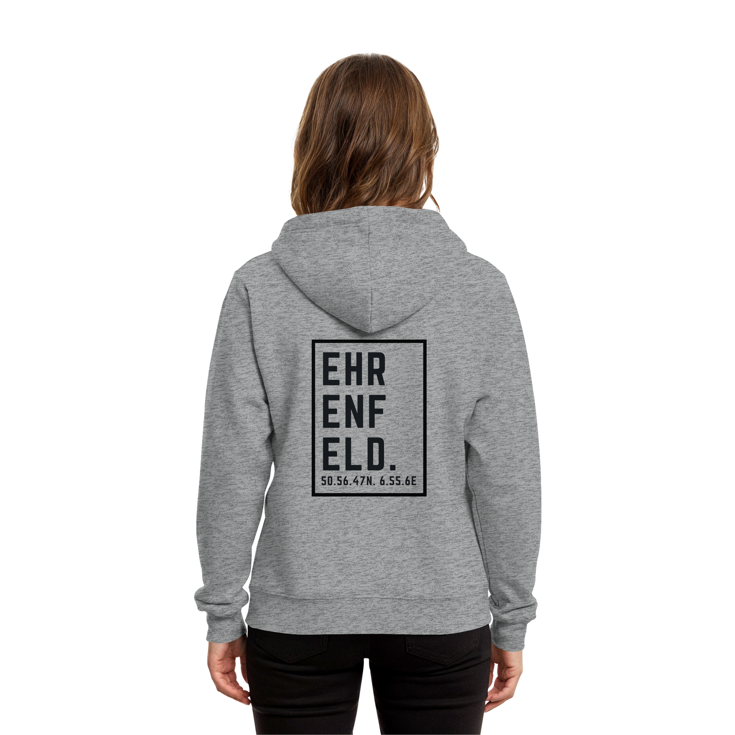 Ehrenfeld Koordinaten (großer Druck auf dem Rücken) - Organic Hoodie B&C