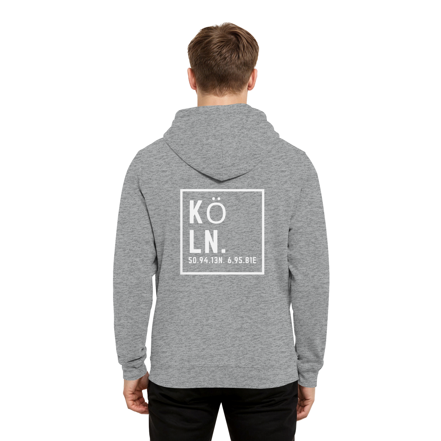 Köln Koordinaten (großer Druck auf dem Rücken) - Organic Hoodie B&C