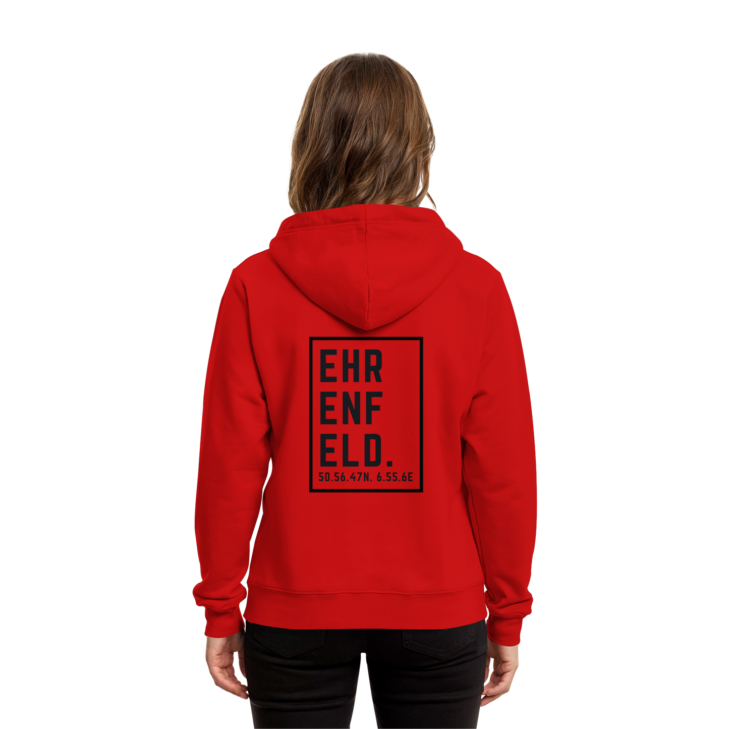 Ehrenfeld Koordinaten (großer Druck auf dem Rücken) - Organic Hoodie B&C
