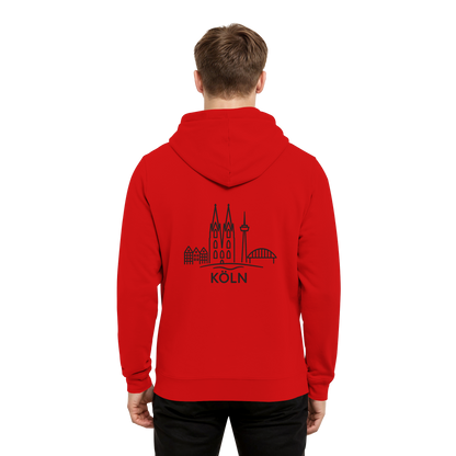 Köln Skyline (großer Druck auf dem Rücken) - Organic Hoodie B&C