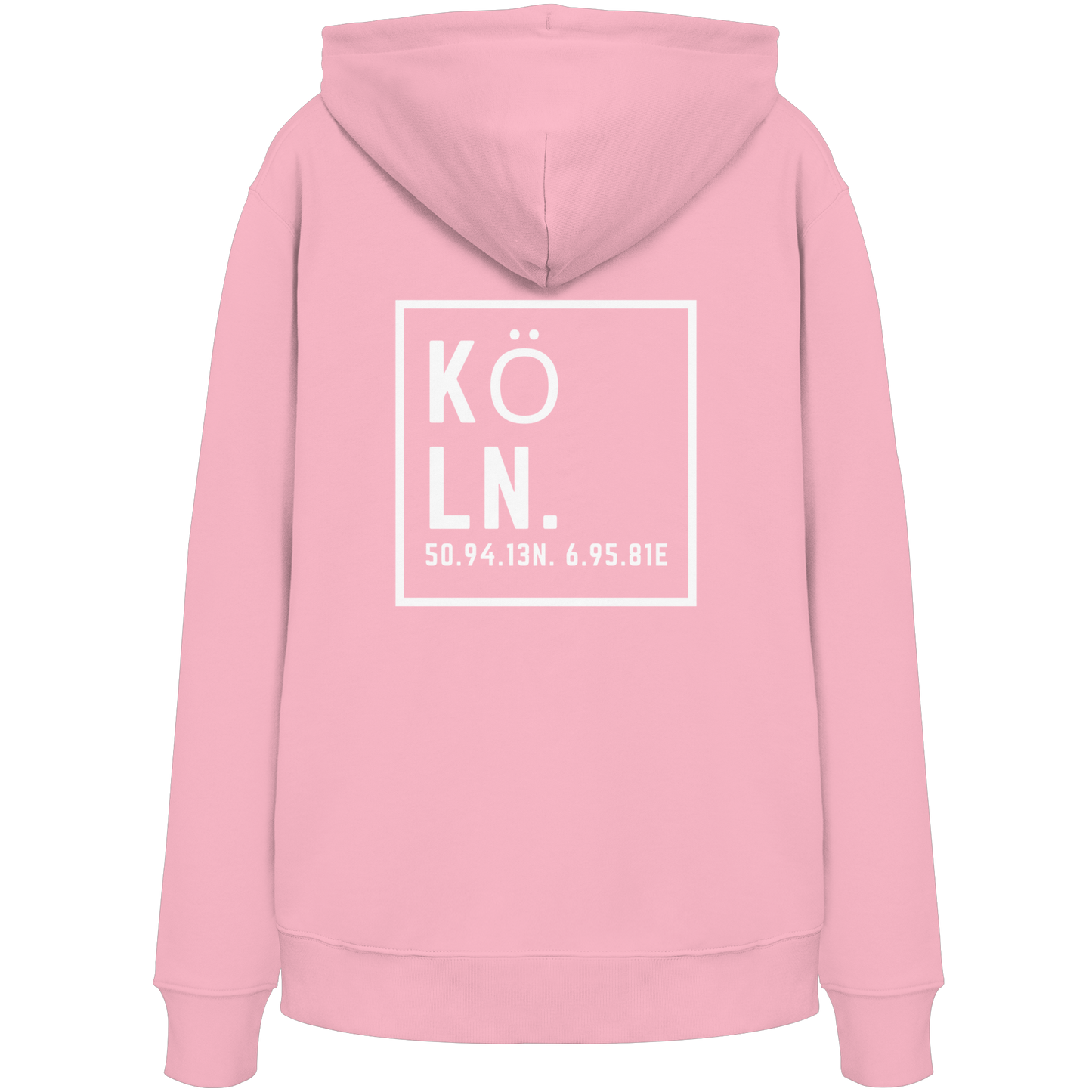 Köln Koordinaten (großer Druck auf dem Rücken) - Organic Hoodie