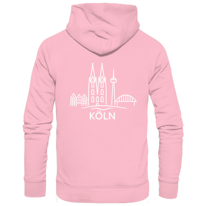Köln Skyline (großer Druck auf dem Rücken) - Organic Hoodie