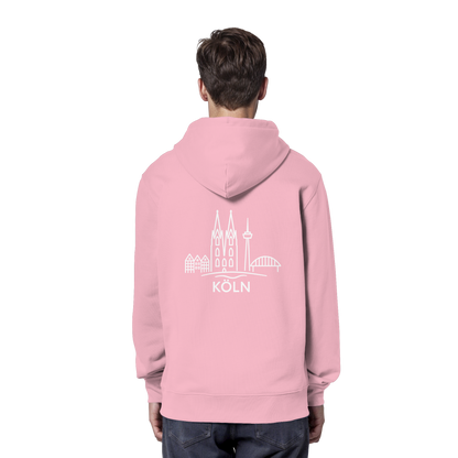 Köln Skyline (großer Druck auf dem Rücken) - Organic Hoodie