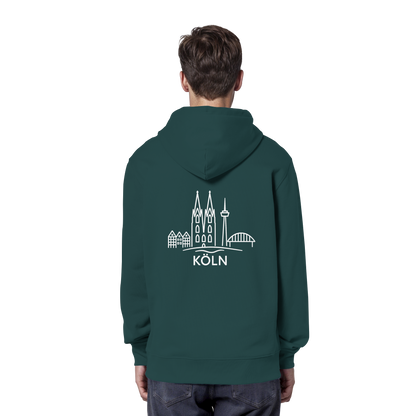 Köln Skyline (großer Druck auf dem Rücken) - Organic Hoodie