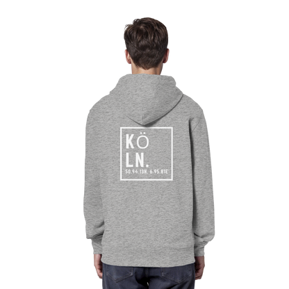 Köln Koordinaten (großer Druck auf dem Rücken) - Organic Hoodie