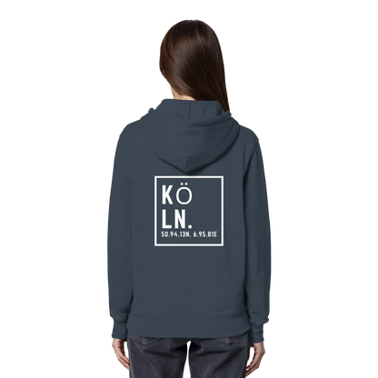 Köln Koordinaten (großer Druck auf dem Rücken) - Organic Hoodie