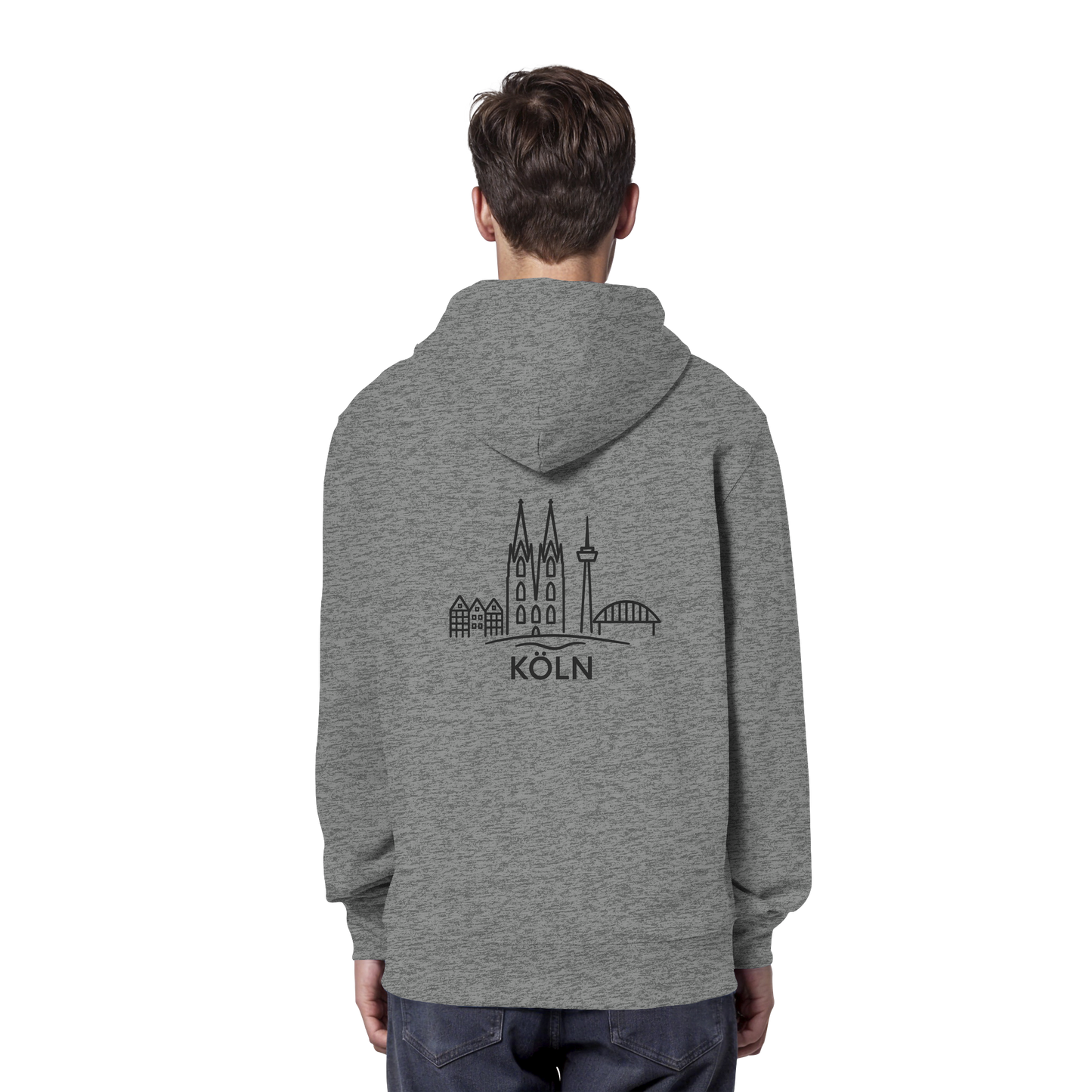 Köln Skyline (großer Druck auf dem Rücken) - Organic Hoodie