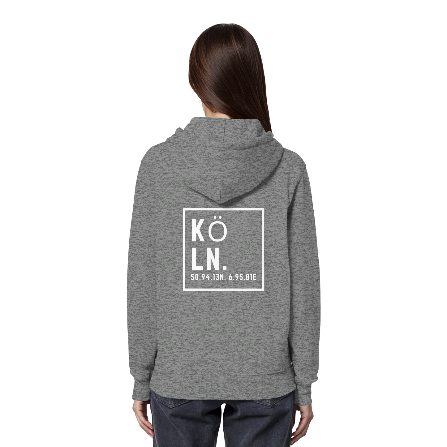 Köln Koordinaten (großer Druck auf dem Rücken) - Organic Hoodie