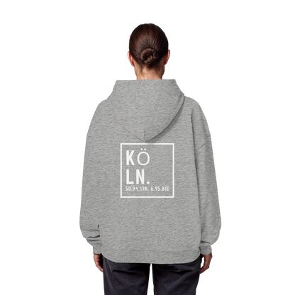 Köln Koordinaten (großer Druck auf dem Rücken) - Organic Oversize Hoodie