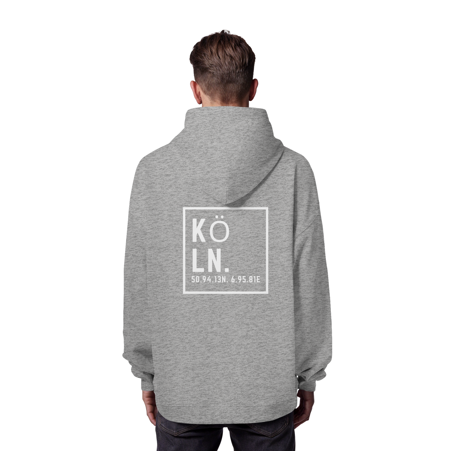 Köln Koordinaten (großer Druck auf dem Rücken) - Organic Oversize Hoodie