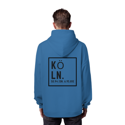 Köln Koordinaten (großer Druck auf dem Rücken) - Organic Oversize Hoodie