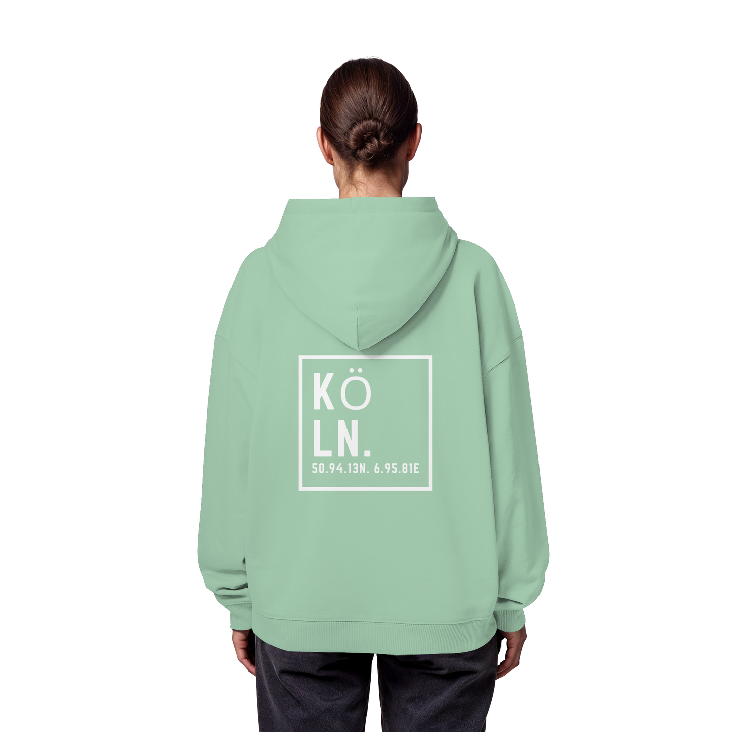 Köln Koordinaten (großer Druck auf dem Rücken) - Organic Oversize Hoodie
