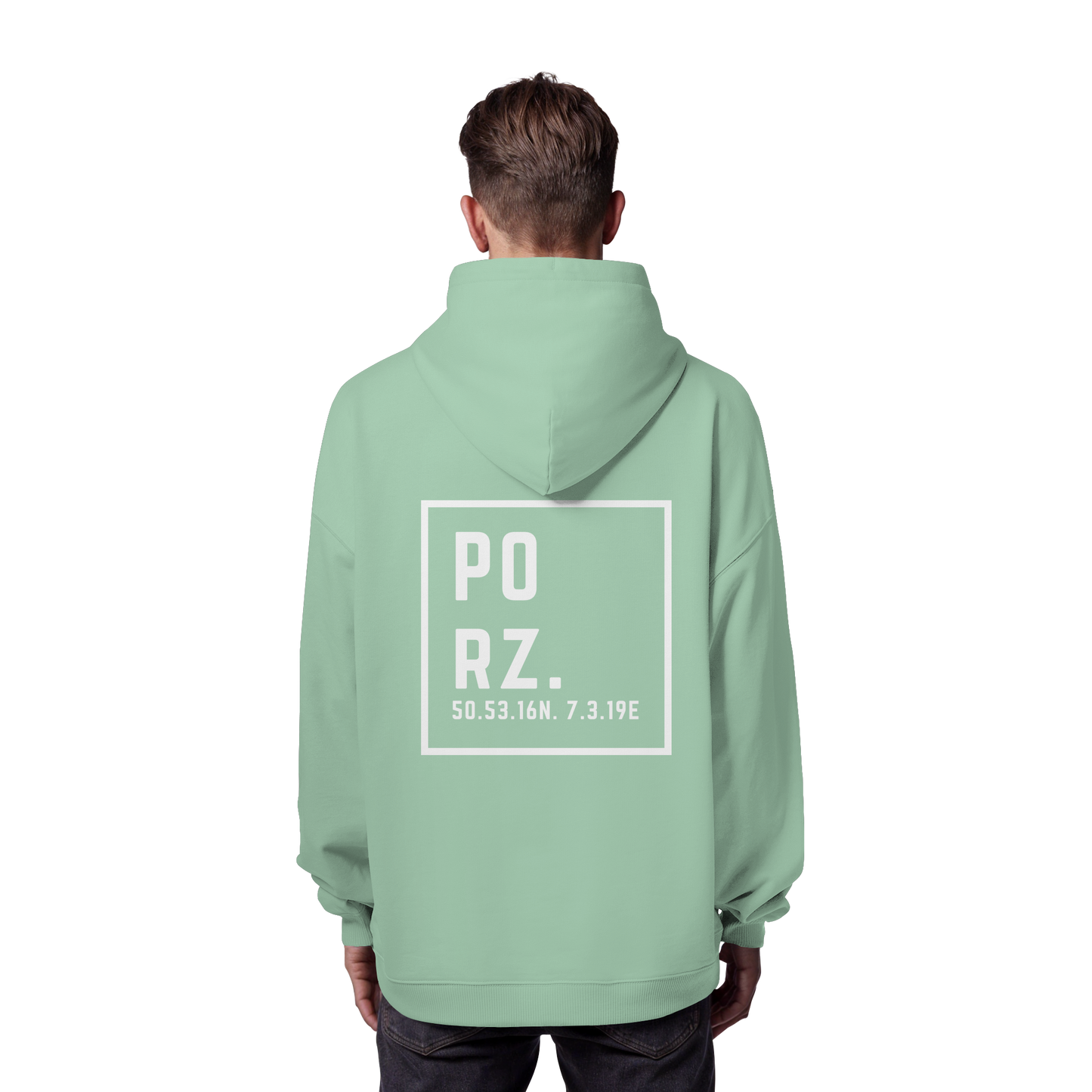 Porz Koordinaten (großer Druck Rücken) - Organic Oversize Hoodie