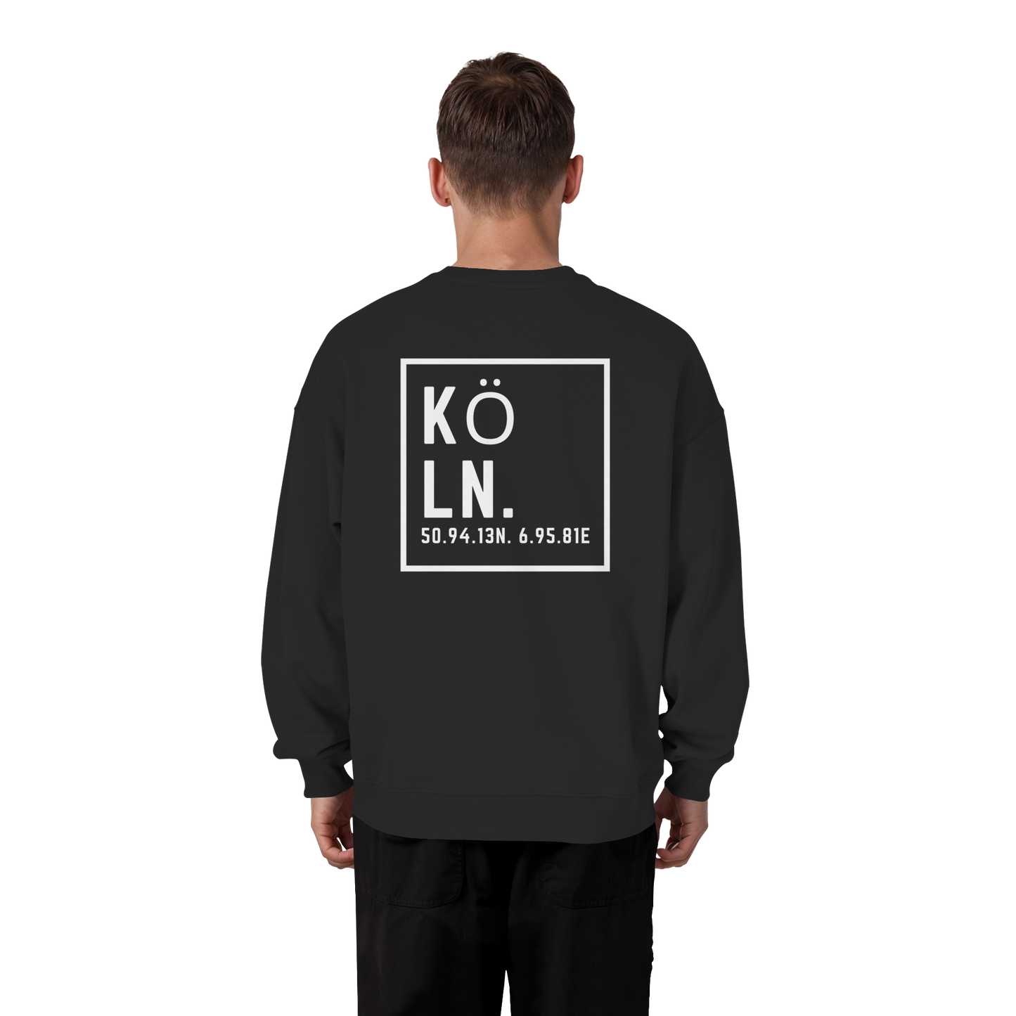 Köln Koordinaten (großer Druck auf dem Rücken) - Organic Oversize Sweatshirt