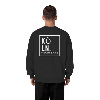 Köln Koordinaten (großer Druck auf dem Rücken) - Organic Oversize Sweatshirt
