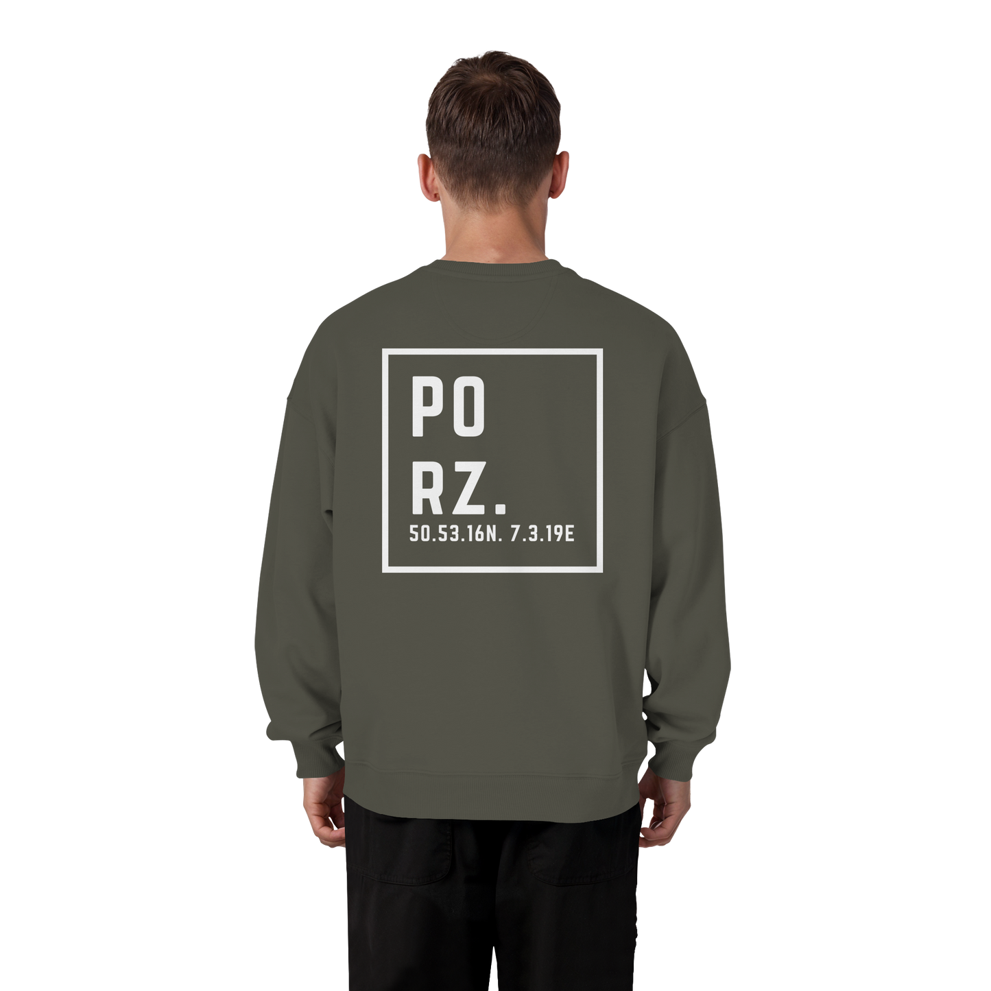 Porz Koordinaten (großer Druck Rücken) - Organic Oversize Sweatshirt