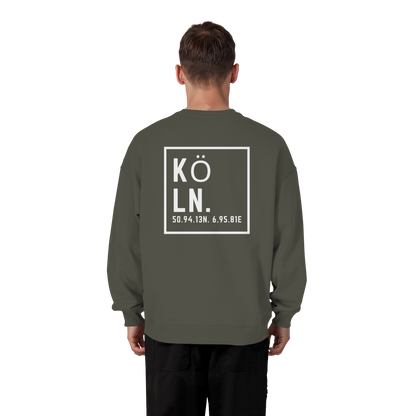 Köln Koordinaten (großer Druck auf dem Rücken) - Organic Oversize Sweatshirt