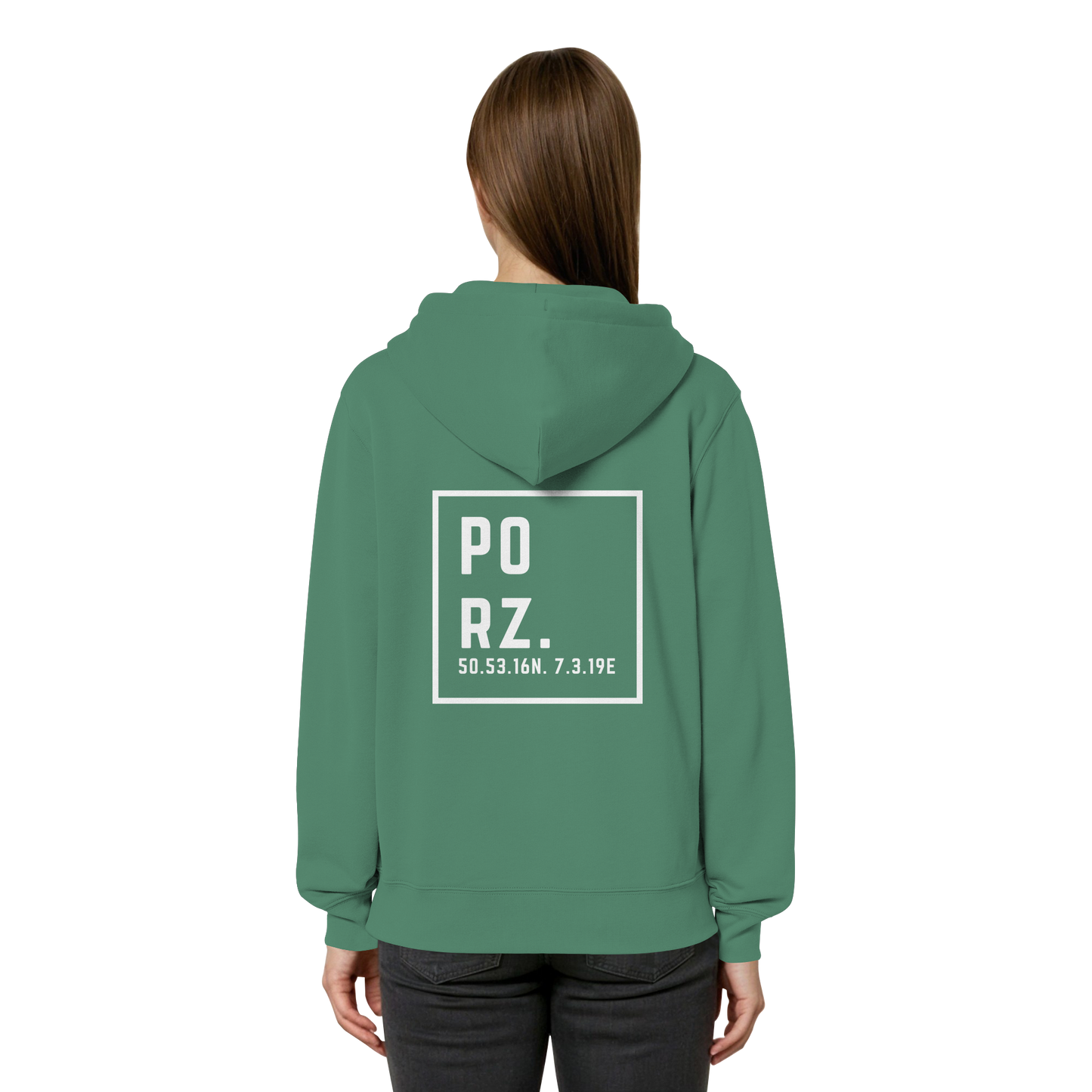 Porz Koordinaten (großer Druck Rücken)  Organic Relaxed Zipper
