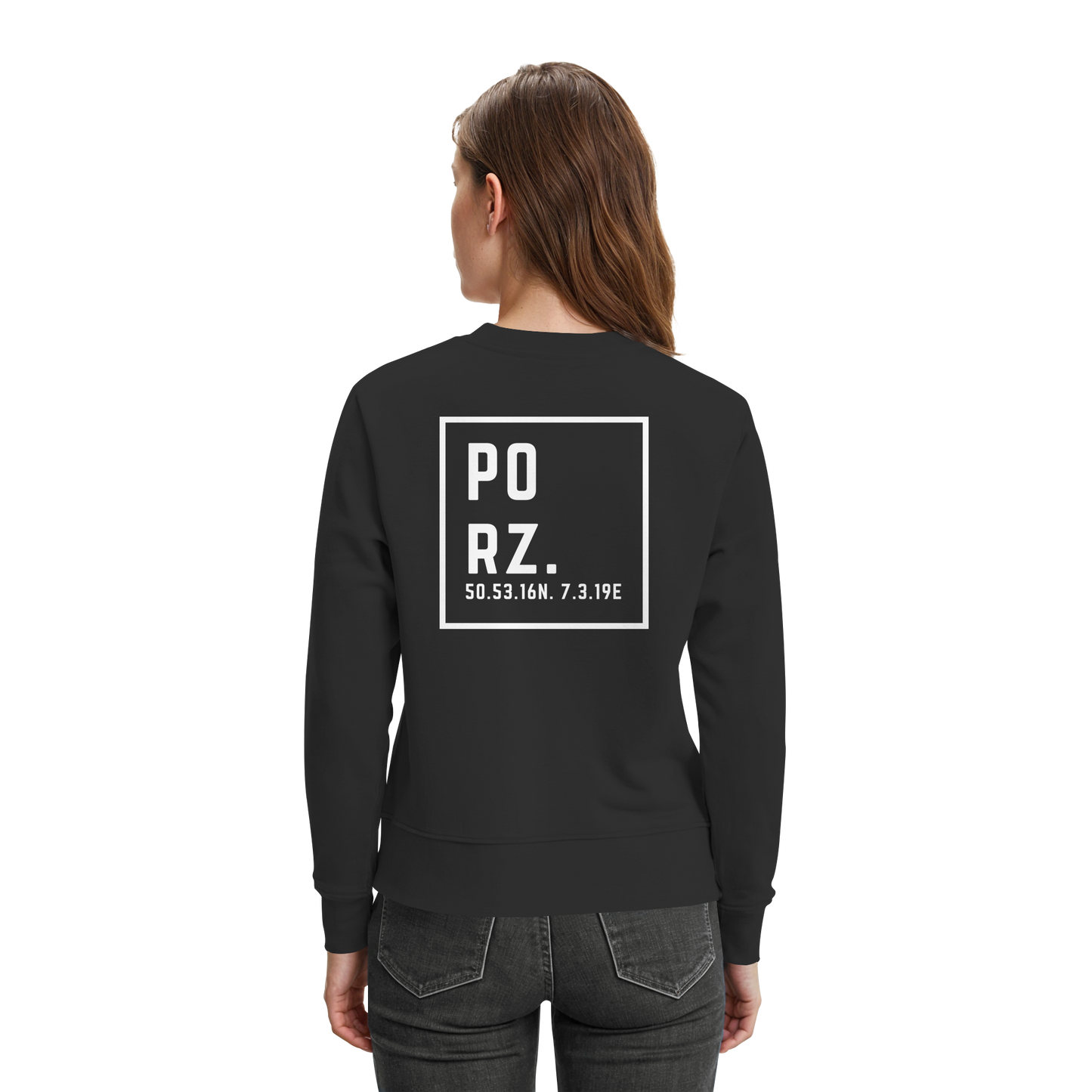 Porz Koordinaten (großer Druck Rücken) - Premium Sweatshirt