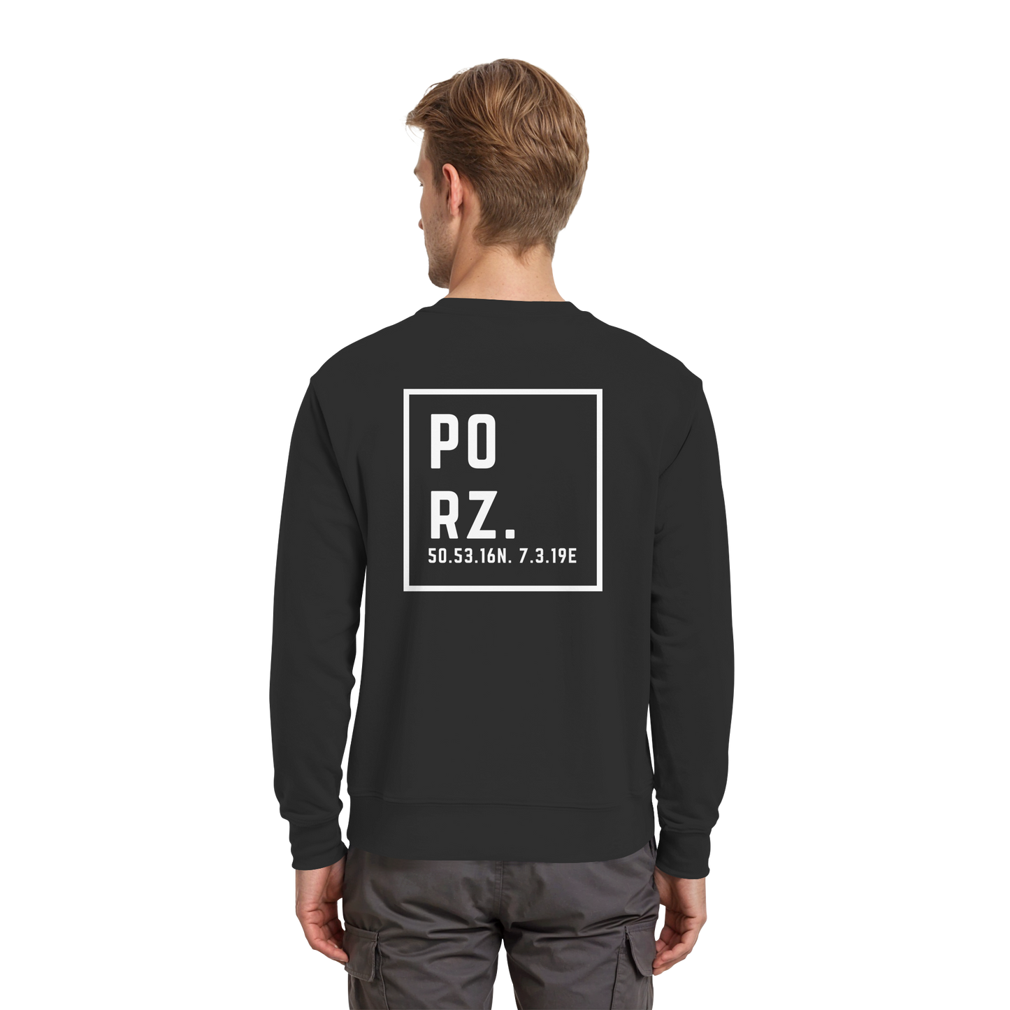 Porz Koordinaten (großer Druck Rücken) - Premium Sweatshirt