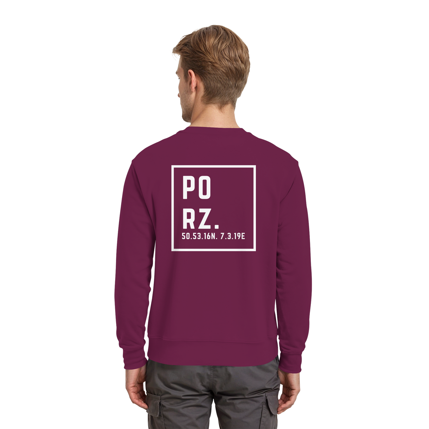 Porz Koordinaten (großer Druck Rücken) - Premium Sweatshirt