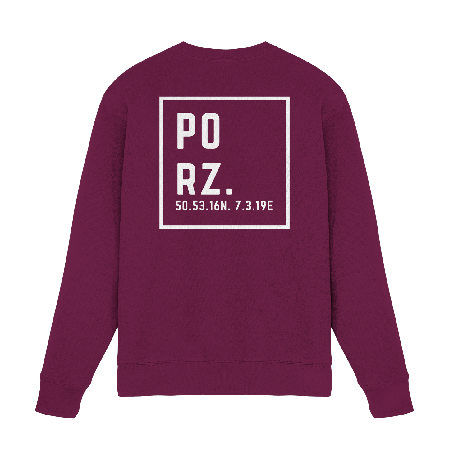 Porz Koordinaten (großer Druck Rücken) - Premium Sweatshirt