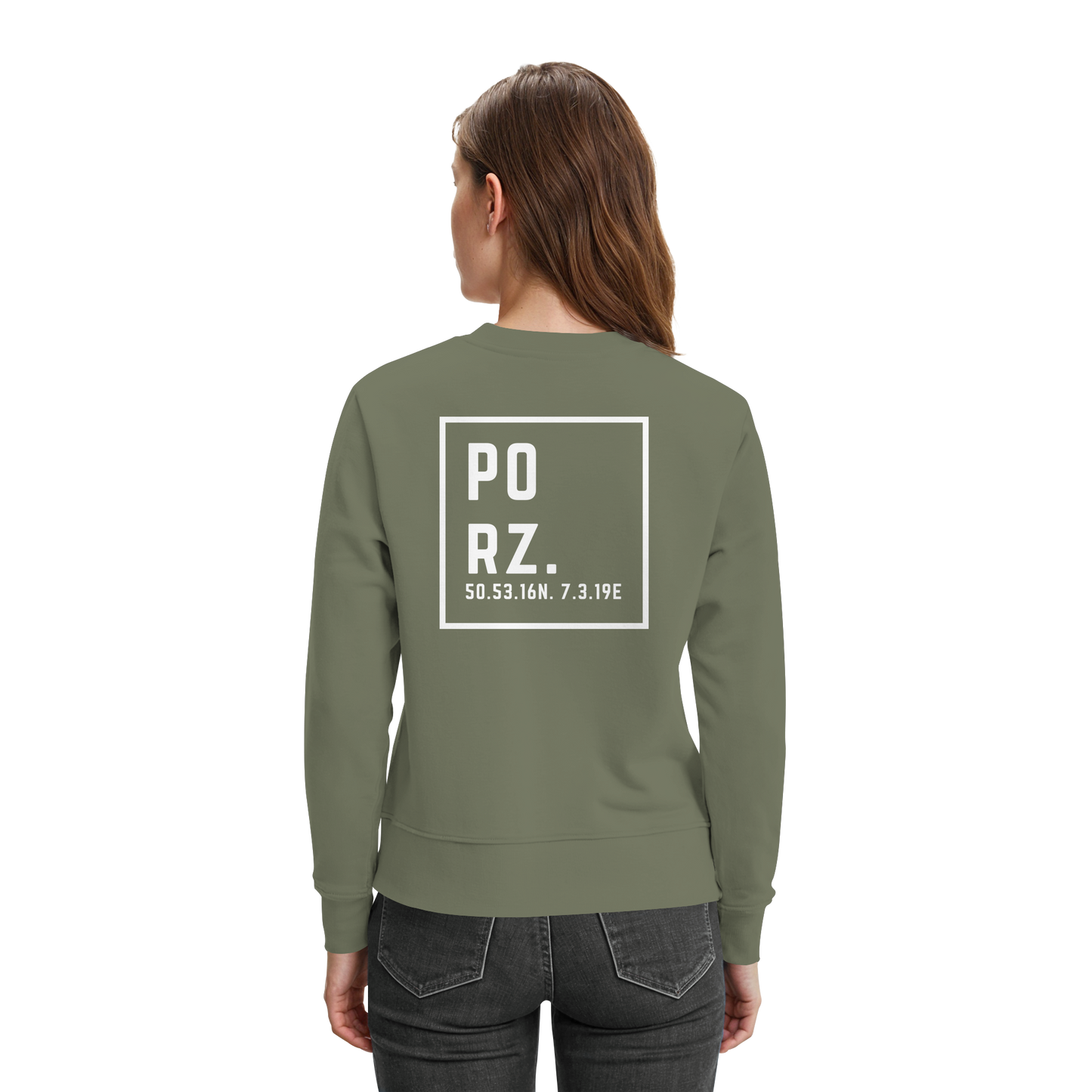 Porz Koordinaten (großer Druck Rücken) - Premium Sweatshirt