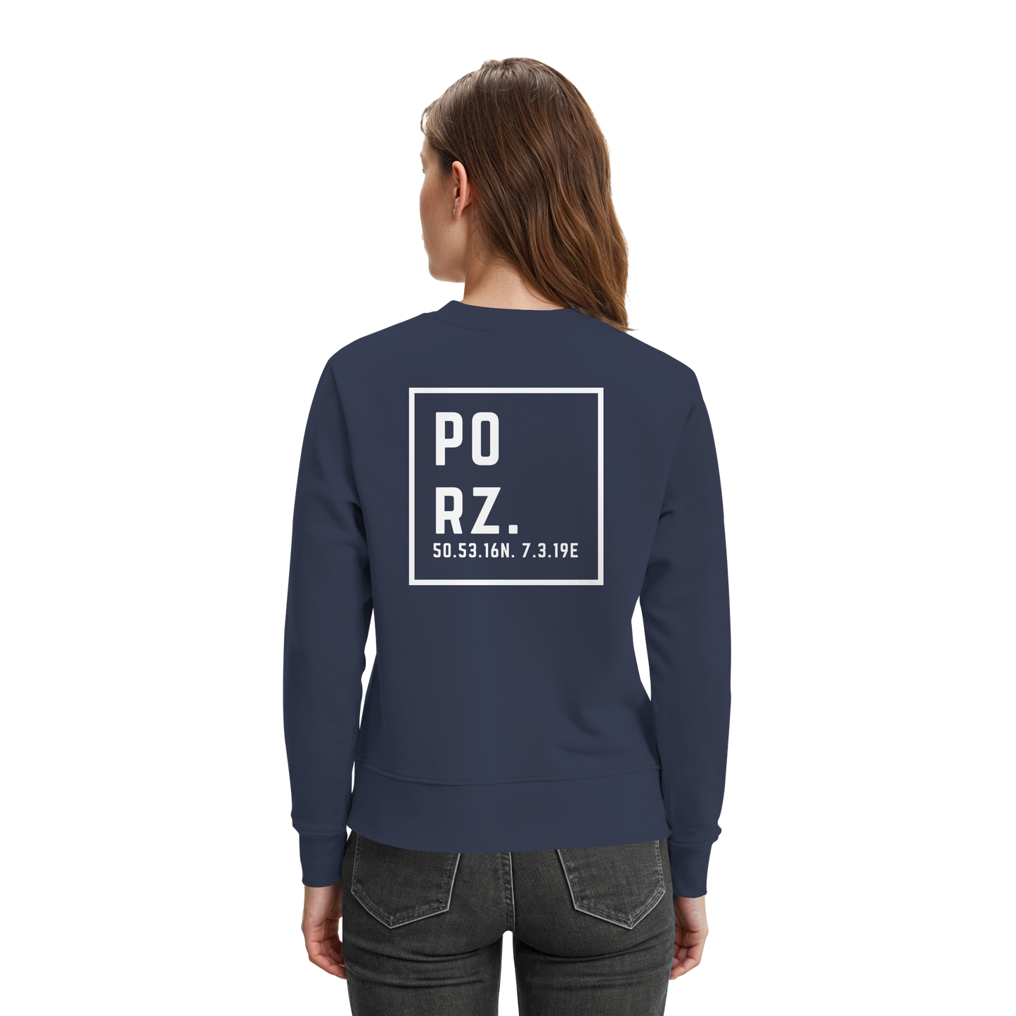 Porz Koordinaten (großer Druck Rücken) - Premium Sweatshirt