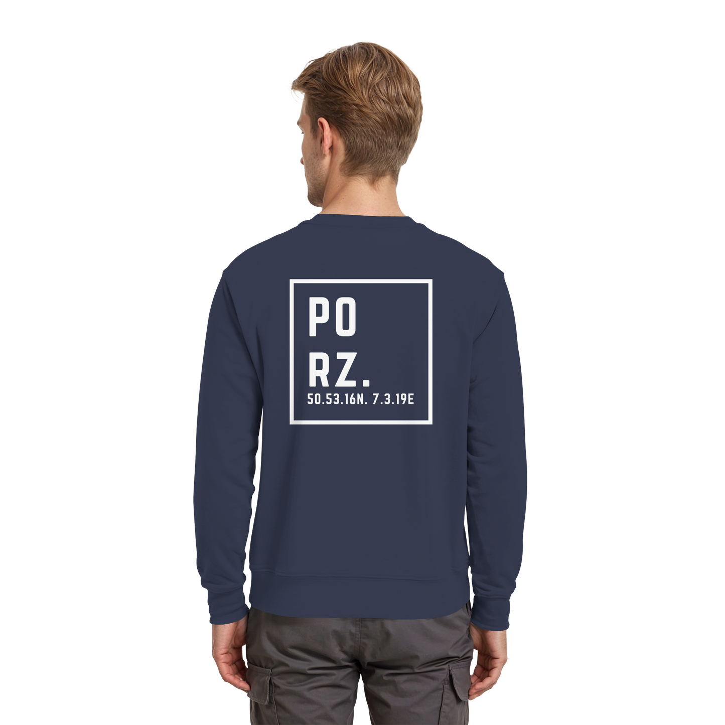 Porz Koordinaten (großer Druck Rücken) - Premium Sweatshirt