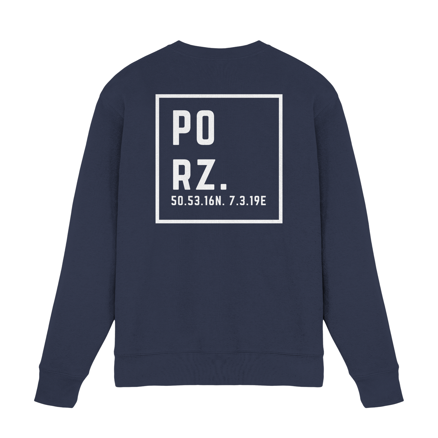 Porz Koordinaten (großer Druck Rücken) - Premium Sweatshirt
