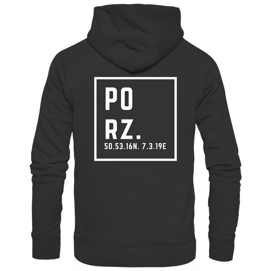 Porz Koordinaten (großer Druck Rücken) - Premium Unisex Hoodie