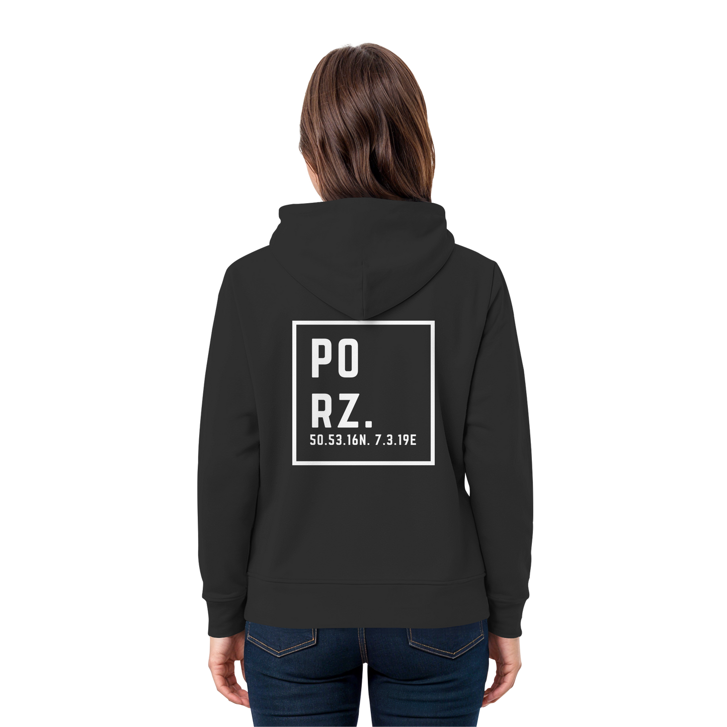 Porz Koordinaten (großer Druck Rücken) - Premium Unisex Hoodie