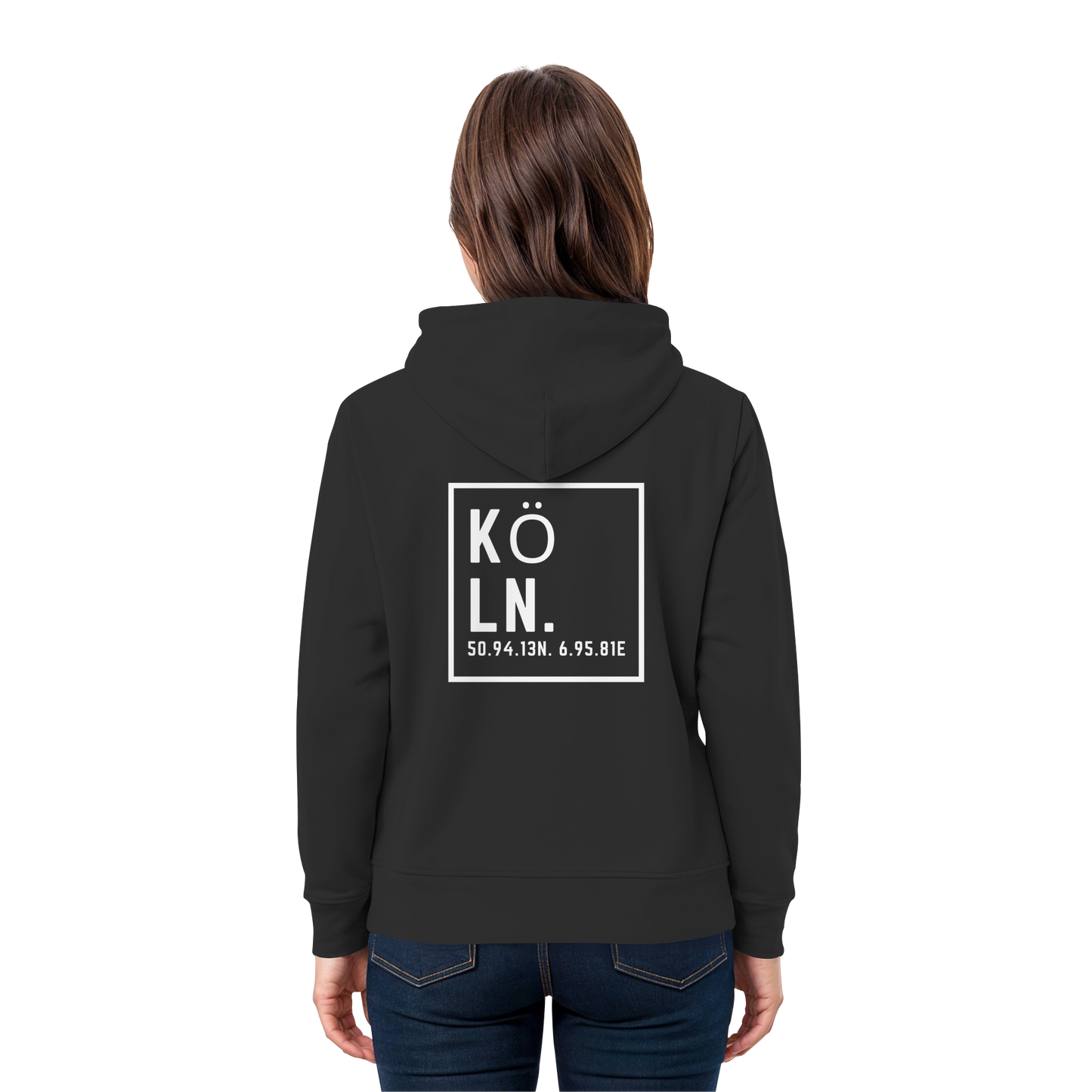 Köln Koordinaten (großer Druck auf dem Rücken) - Premium Unisex Hoodie
