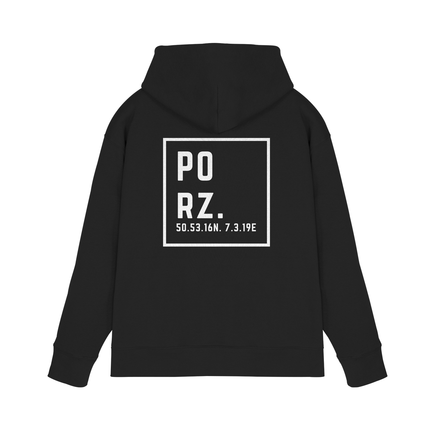 Porz Koordinaten (großer Druck Rücken) - Premium Unisex Hoodie