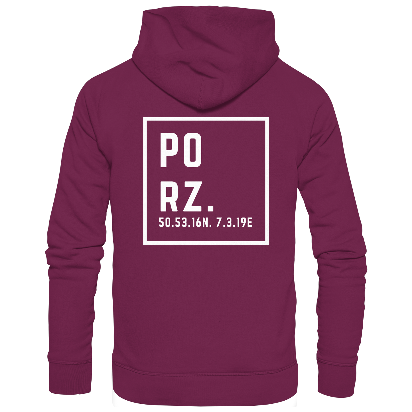 Porz Koordinaten (großer Druck Rücken) - Premium Unisex Hoodie