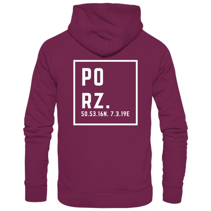 Porz Koordinaten (großer Druck Rücken) - Premium Unisex Hoodie
