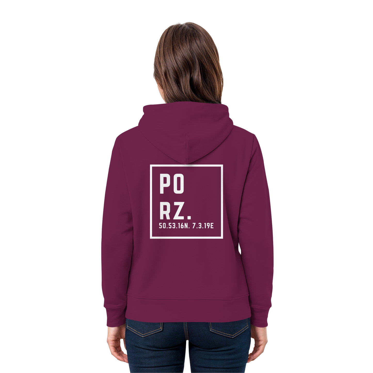 Porz Koordinaten (großer Druck Rücken) - Premium Unisex Hoodie