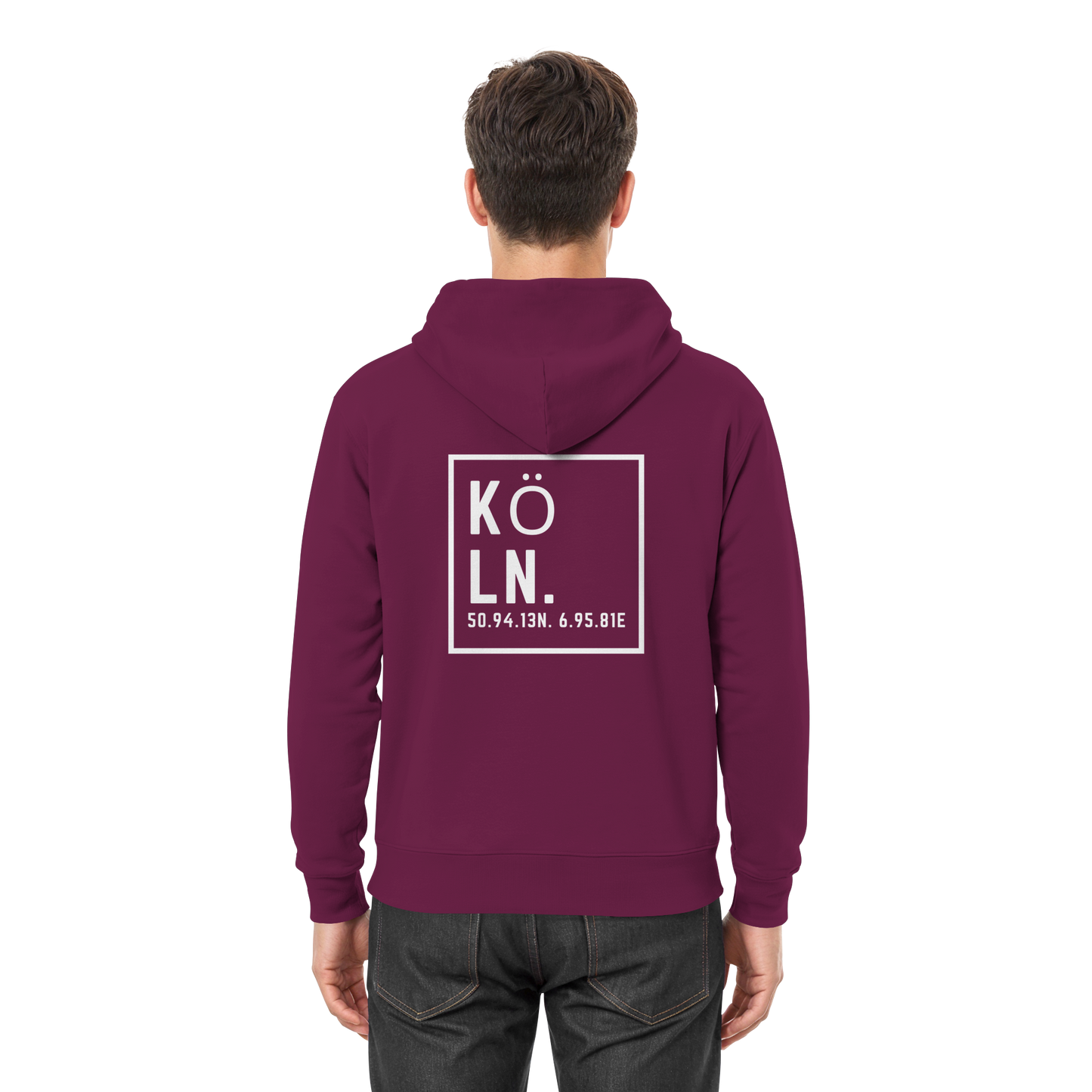 Köln Koordinaten (großer Druck auf dem Rücken) - Premium Unisex Hoodie