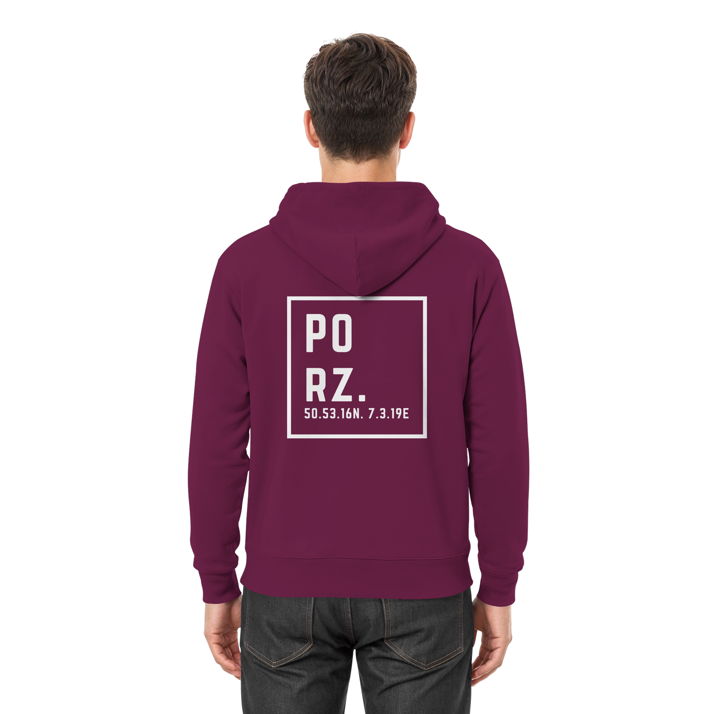 Porz Koordinaten (großer Druck Rücken) - Premium Unisex Hoodie
