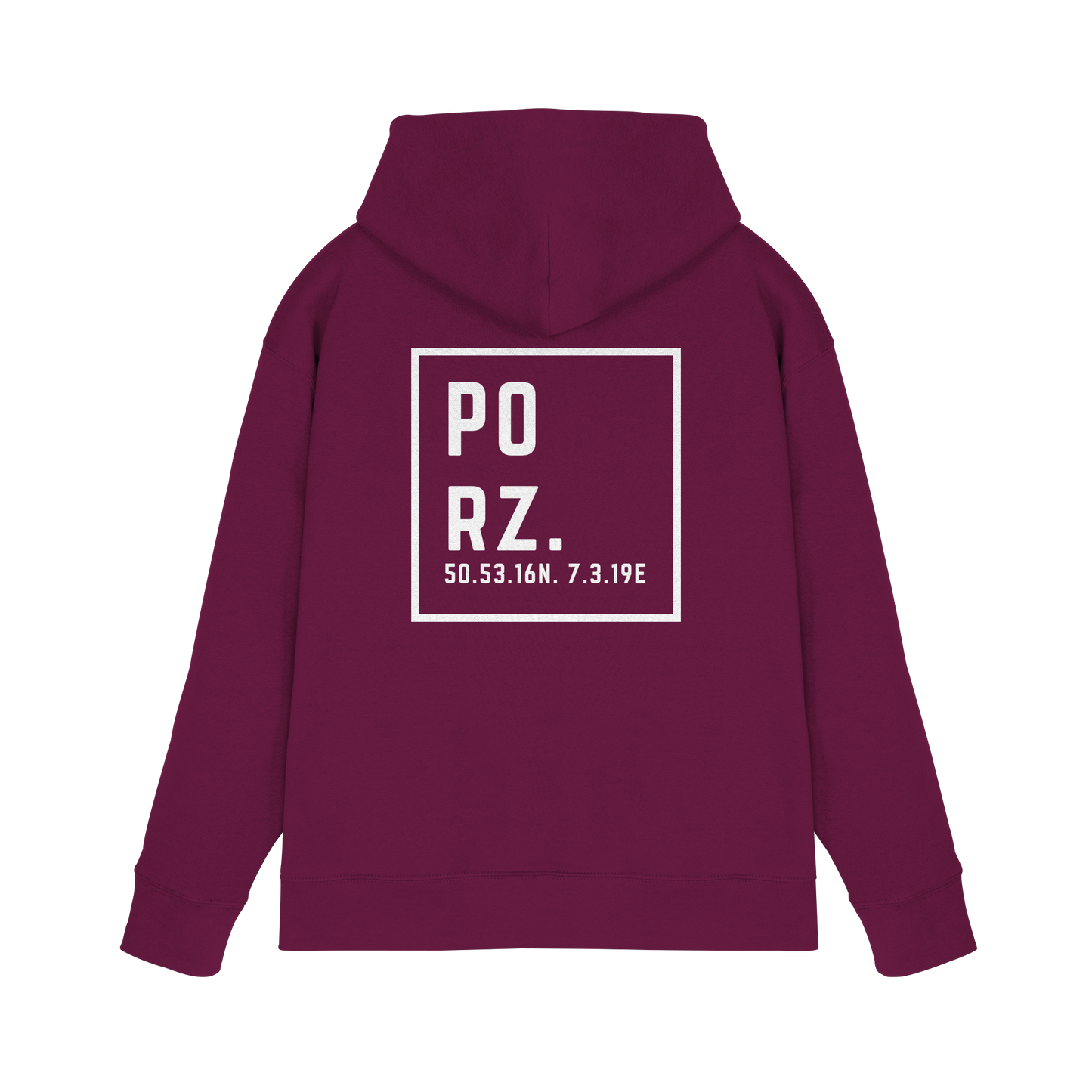 Porz Koordinaten (großer Druck Rücken) - Premium Unisex Hoodie
