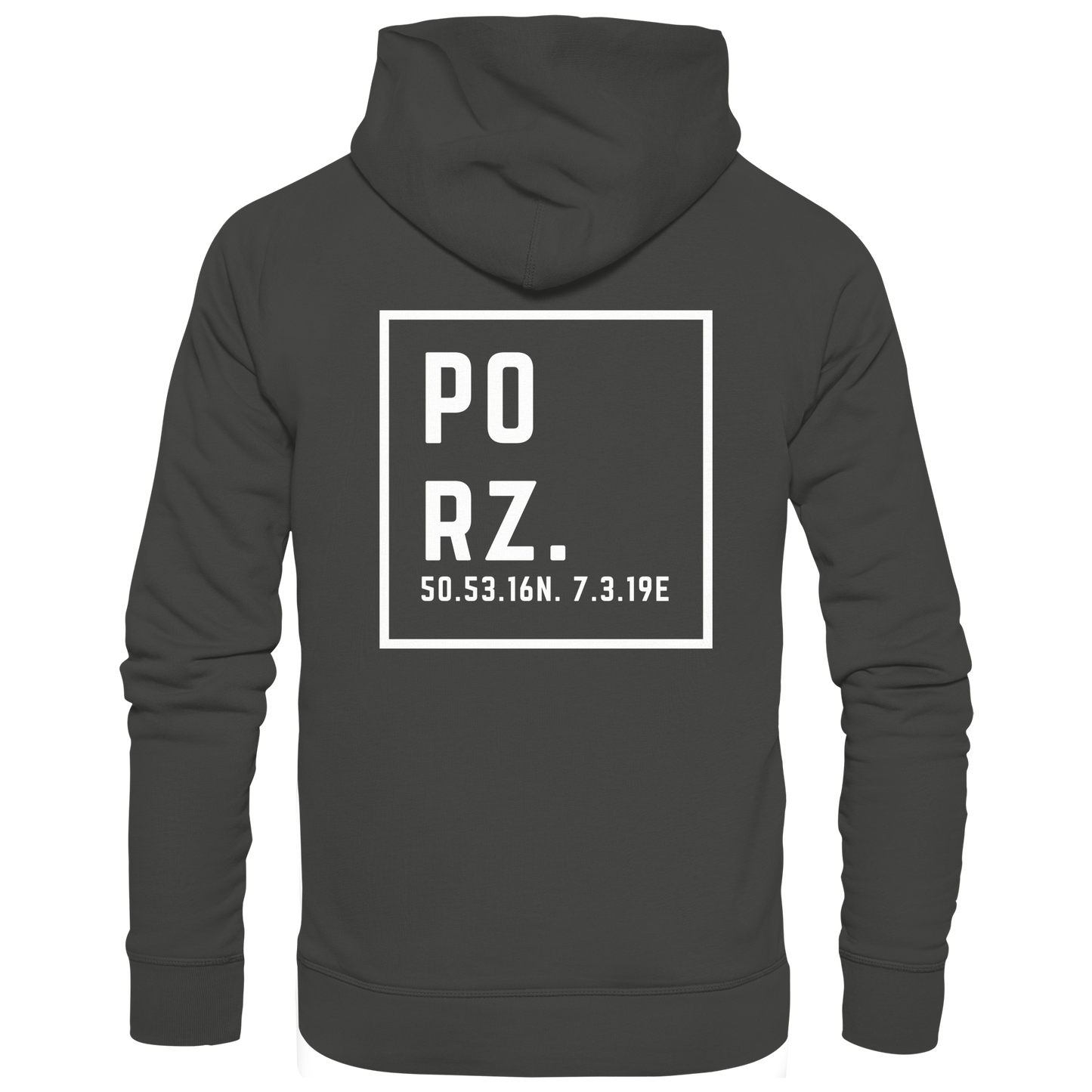 Porz Koordinaten (großer Druck Rücken) - Premium Unisex Hoodie