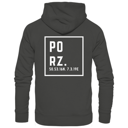 Porz Koordinaten (großer Druck Rücken) - Premium Unisex Hoodie