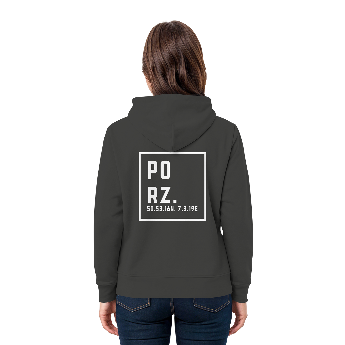 Porz Koordinaten (großer Druck Rücken) - Premium Unisex Hoodie