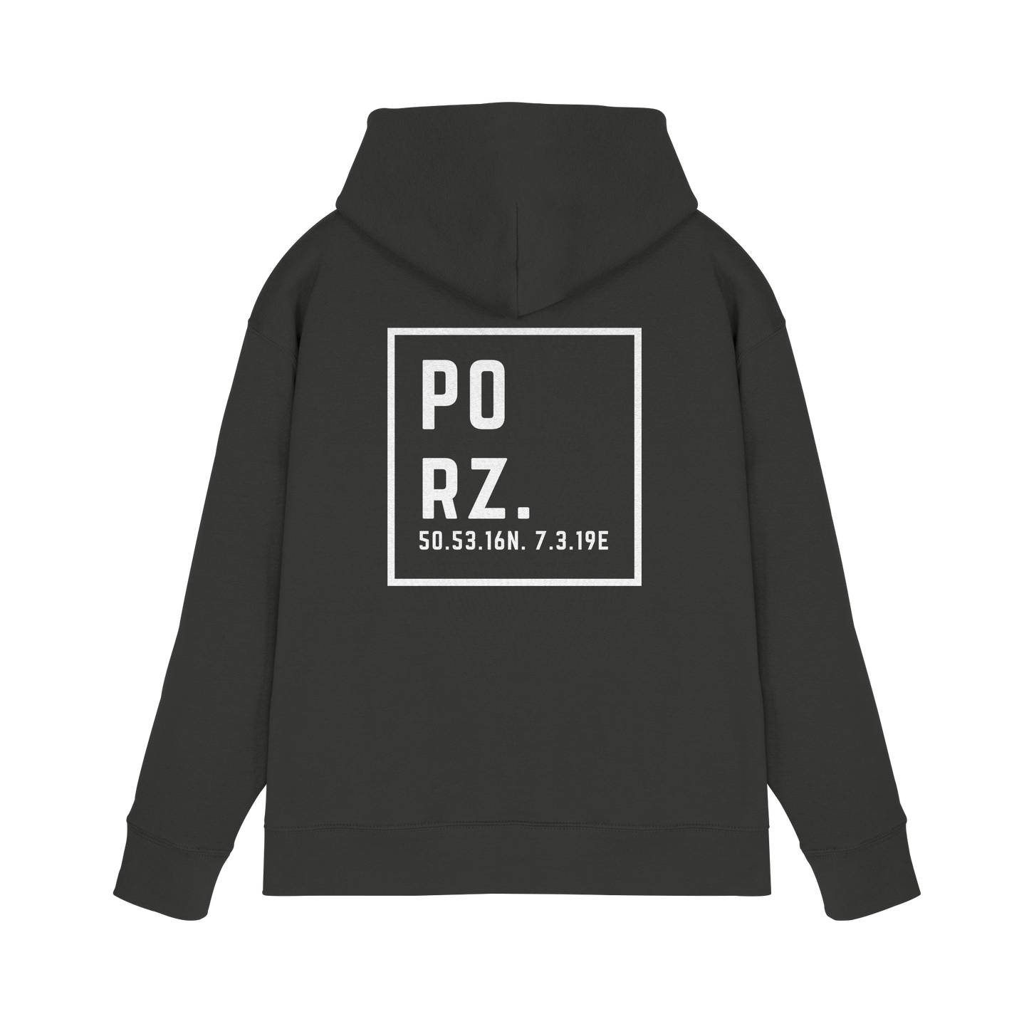 Porz Koordinaten (großer Druck Rücken) - Premium Unisex Hoodie